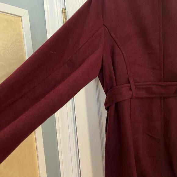 Valerie Stevens Womens Jacket with Tie‎ Belt Burgundy Large Wool Large Buttons - Picture 12 of 14